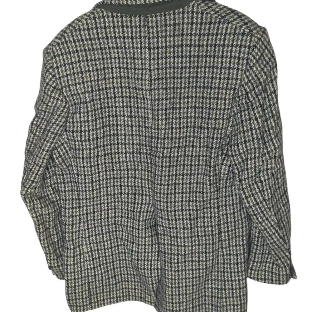 Vintage Scottish Harris Tweed 100% Wool Macy's Blazer Suit Green Brown Plaid Jac